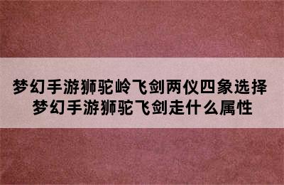 梦幻手游狮驼岭飞剑两仪四象选择 梦幻手游狮驼飞剑走什么属性